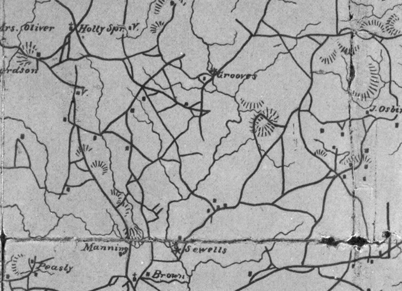 1864 Map Part of Cobb County Reproduction Etsy