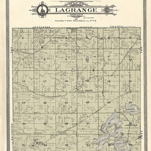 1907 Carte du canton de LaGrange, comté de Walworth, Wisconsin