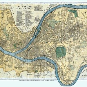 1895 Map of Pittsburg Allegheny County Pennsylvania