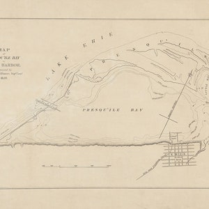 1841-Karte von Presque Isle Bay Eriesee Pennsylvania
