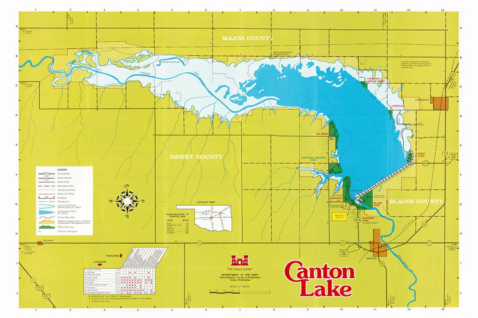 1990 Map of Canton Lake Oklahoma Etsy