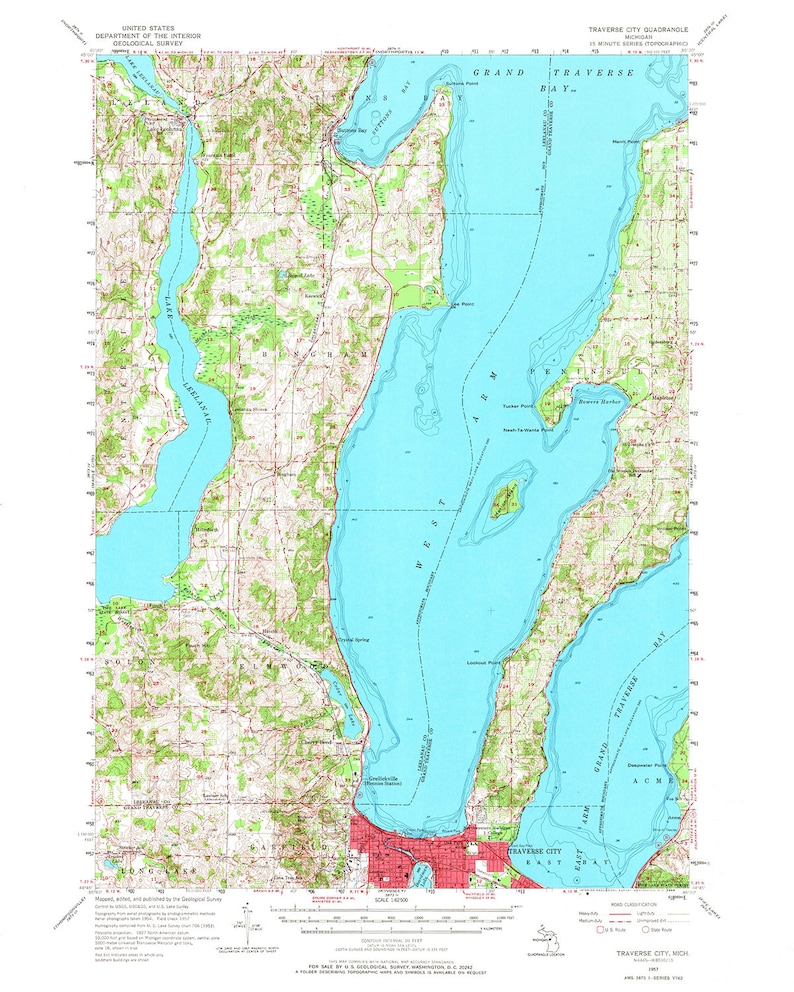 1957 Topo Map of Traverse City Michigan Grand Traverse Bay - Etsy Australia