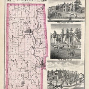 1875 Mappa della contea di Miami Logan, Ohio