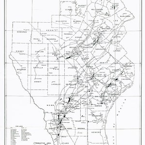 1935 Mapa de los campos de petróleo y gas del suroeste de Texas