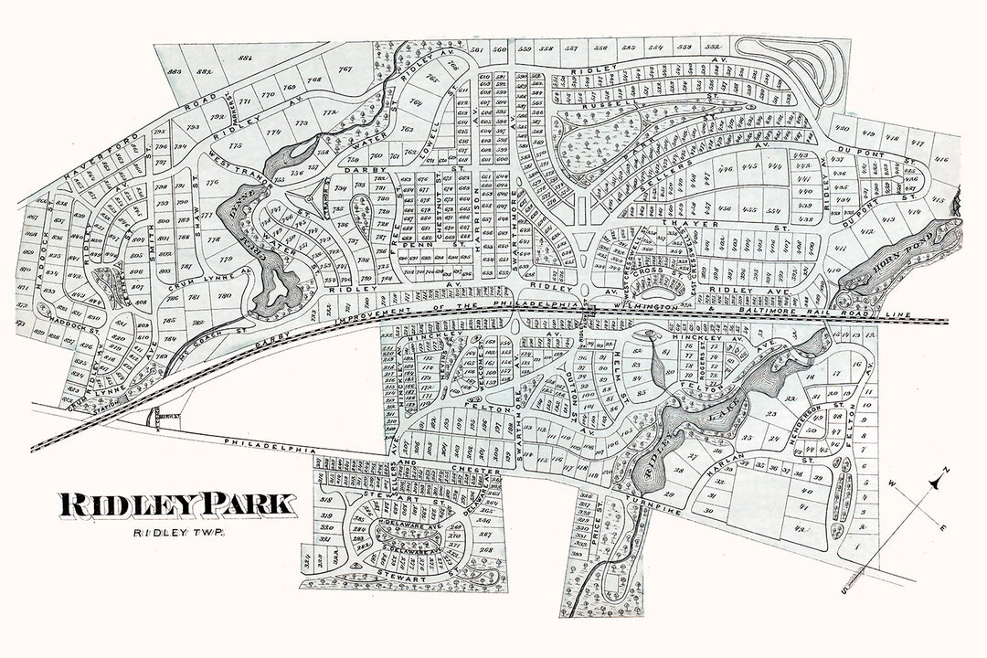 1875 Map of Ridley Park Delaware County Pennsylvania Etsy