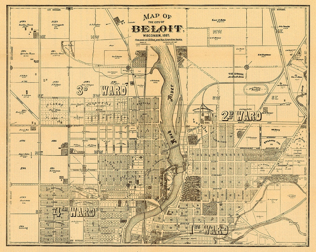 1887 Map of Beloit Wisconsin Etsy