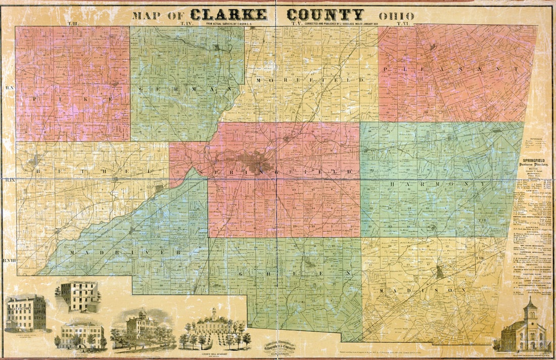 1859 Farm Line Map of Clark County Ohio Etsy