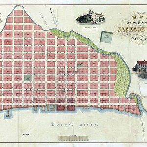 Kaart uit 1859 van Jacksonville, Florida