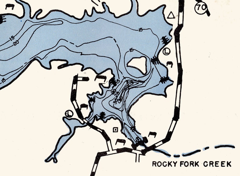 1959 Map of Rocky Fork Lake Highland County Ohio Etsy