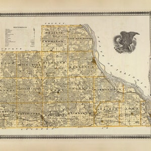 1875, carte du comté de Jackson, Iowa