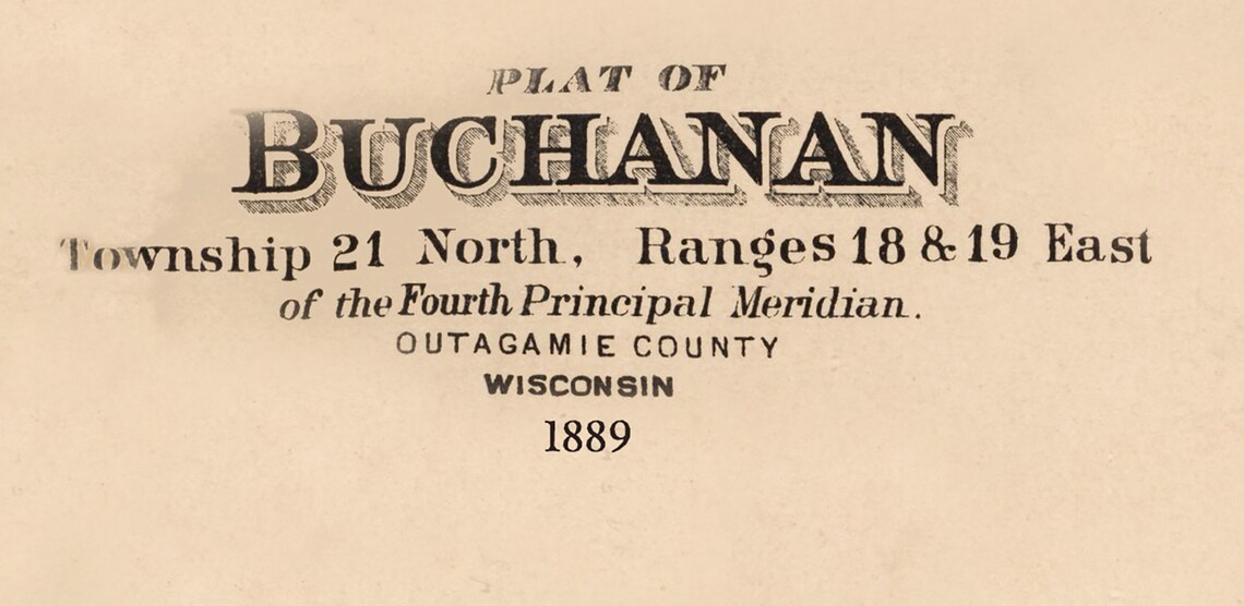 1889 Map of Buchanan Township Outagamie County Wisconsin Etsy