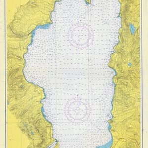 1951 Carte du lac Tahoe en Californie au Nevada