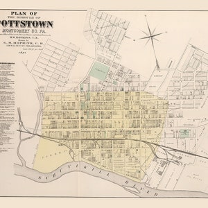 1871-Karte von Pottstown Montgomery County Pennsylvania