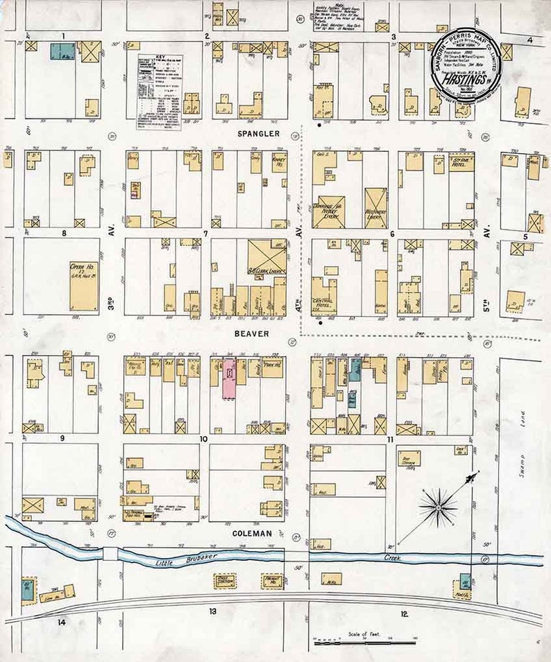 1895 Town Map of Hastings Cambria County Pennsylvania Etsy
