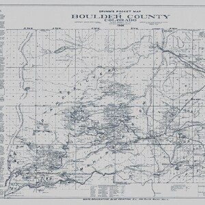 1906 Mappa delle miniere e dei pozzi petroliferi delle fattorie della contea di Boulder, in Colorado