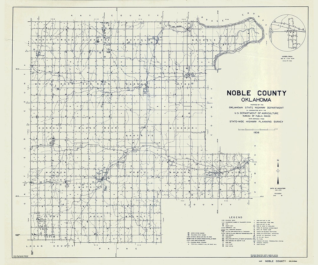 1936 Karte von Noble County Oklahoma Etsy