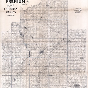 1893 Map of Christian County Illinois Taylorville