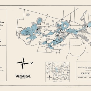 1960 Map of Portage Lakes Summit County Ohio