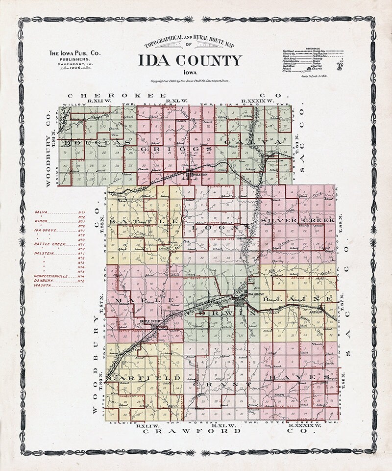 1906 Map of Ida County Iowa
