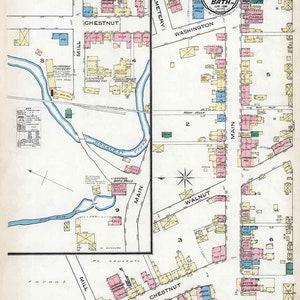 Sanborn 1885 Plan de Bath dans le comté de Northampton en Pennsylvanie