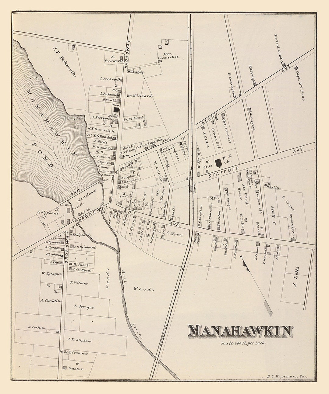 1878 Map of Manahawkin New Jersey Etsy
