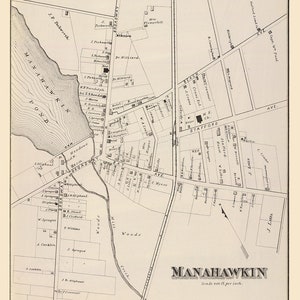 1878 Mappa di Manahawk nel New Jersey