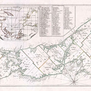 1776 Carte de l'Île-du-Prince-Édouard Canada