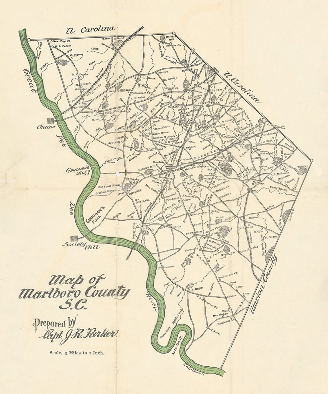 1897 Map of Marlboro County South Carolina Etsy