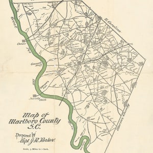 Carte 1897 du comté de Marlboro en Caroline du Sud