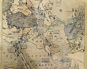 1940 年代の第二次世界大戦中の中東油田地図 - Etsy 日本