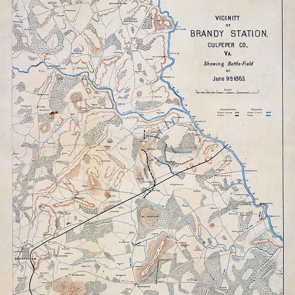 1863 Map of Brandy Station Culpeper County Virginia