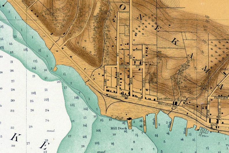 1906 Nautical Map of Portage Lake Manistee County Michigan Etsy