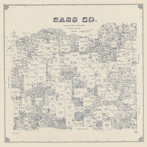 1911 Carte du comté de Cass au Texas