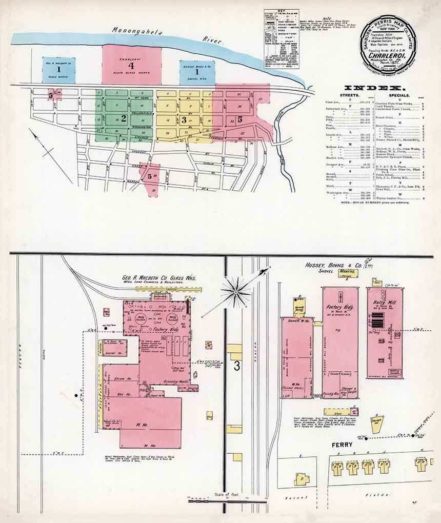 1897 Sanborn Map of Charleroi Washington County Pennsylvania Etsy