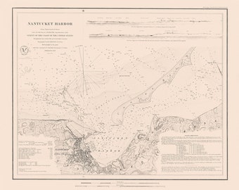 1848 Nautical Chart of Nantucket Harbor Massachusetts
