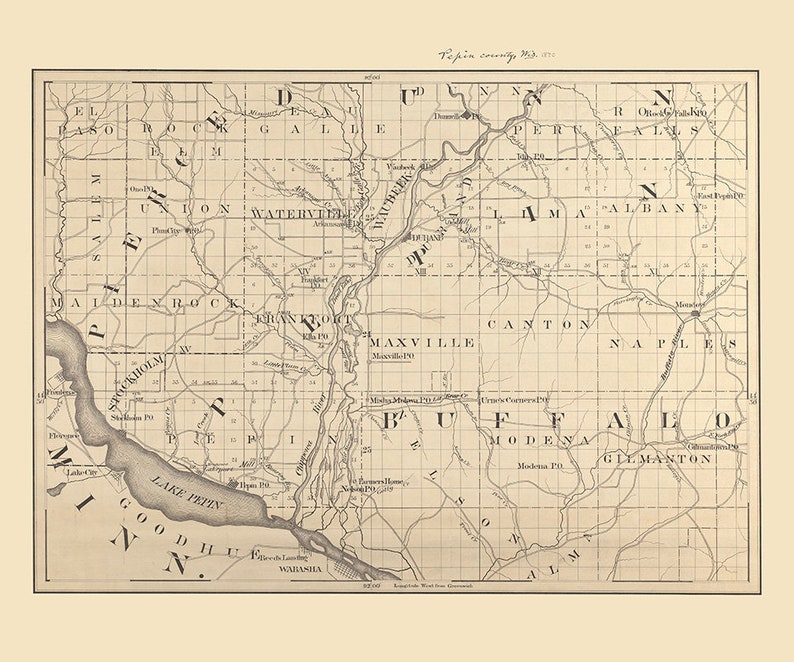 1880 Map of Pepin County Wisconsin Etsy Finland
