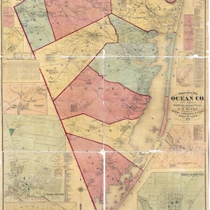 1872, carte du comté d'Ocean, New Jersey, Bricksburg