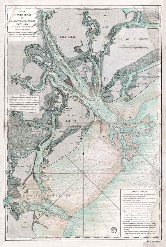 1778 Map of Port Royal Sound South Carolina Etsy