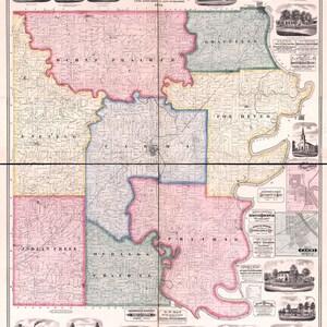 Carte de la limite des fermes de 1871 dans le comté de White, Illinois, Carmi