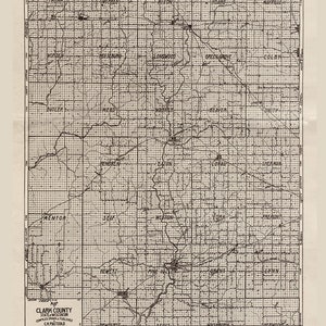 1917 Farm Line Map of Clark County Wisconsin Research Map