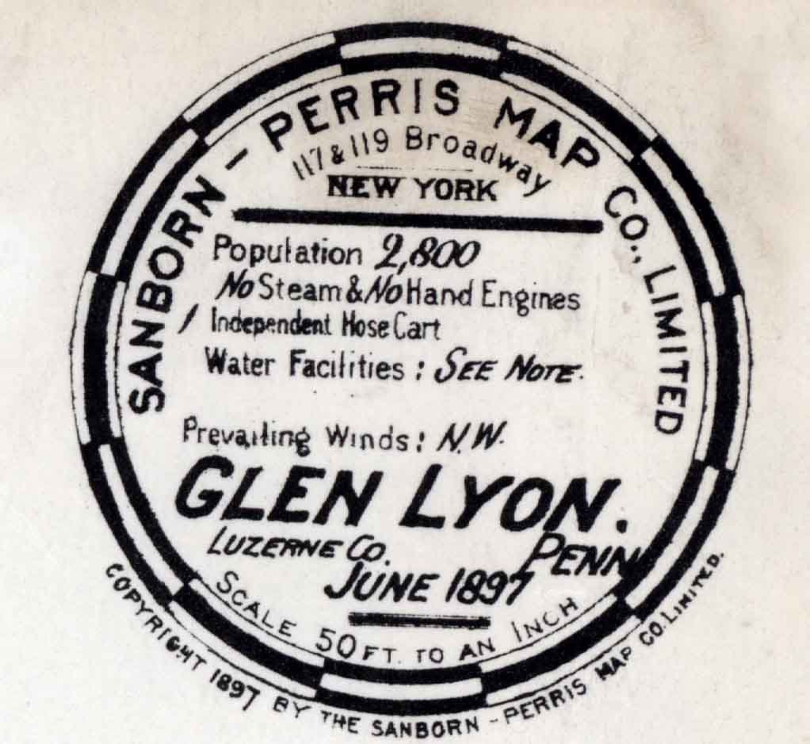 1897 Town Map of Glen Lyon Luzerne County Pennsylvania Etsy Australia