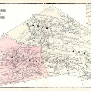 1875 Map of Union North Union and East Union Townships Schuylkill County Pennsylvania