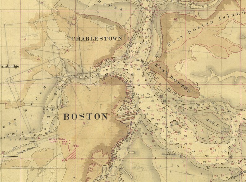 1860 Map of Boston Harbor Massachusetts Etsy