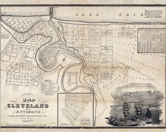 1835 Map of Cleveland Ohio and Environs