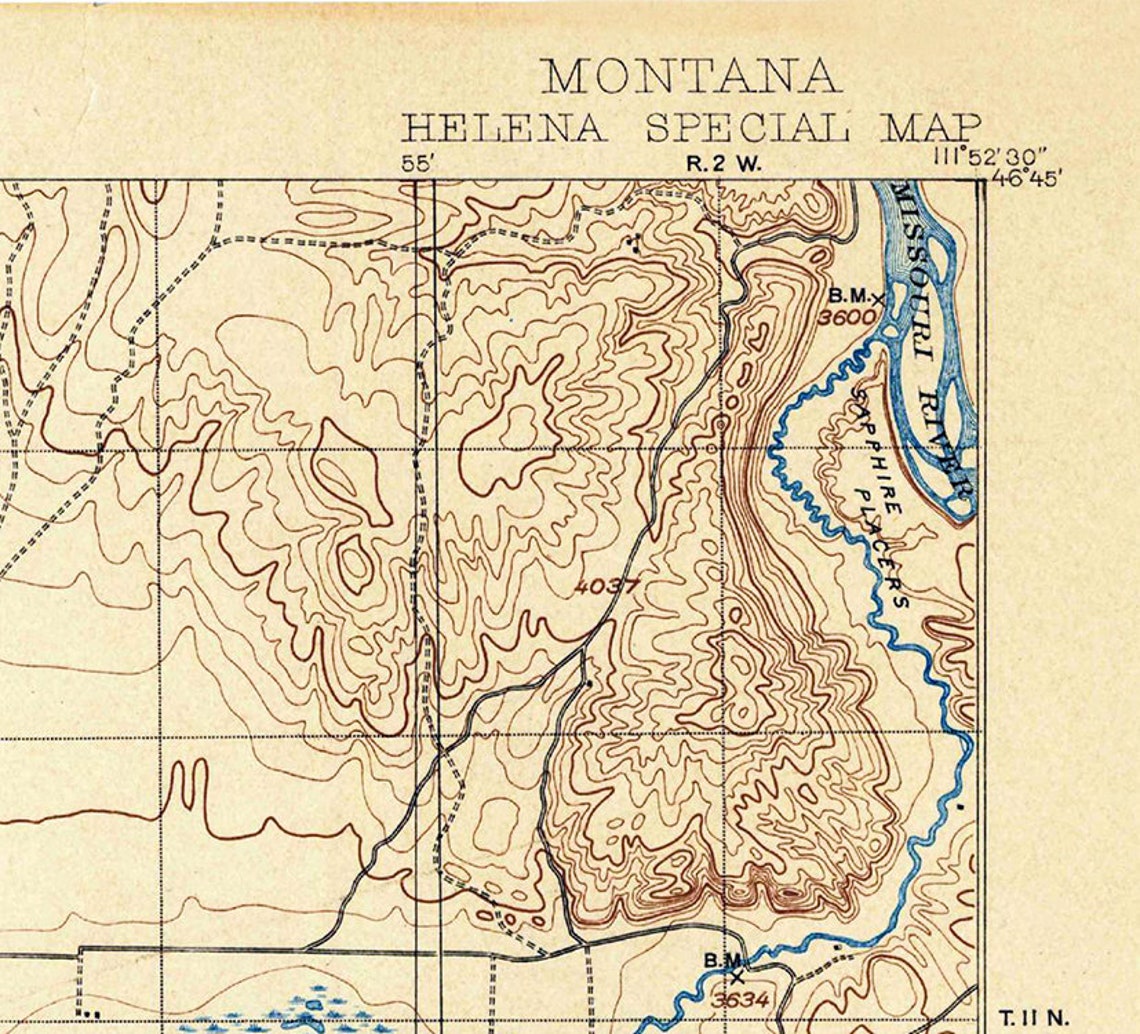 1899 Topo Map of Helena Montana Quadrangle Etsy