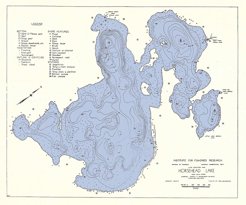 1941 Map of Horsehead Lake Mecosta County Michigan Etsy
