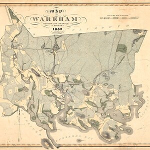 1832 Map of Wareham Massachusetts