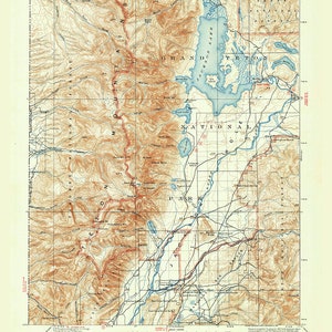 Carte topographique 1899 du quadrilatère de Grand Teton, Wyoming, Jackson Lake