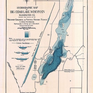 1899 Kaart van Big Cedar Lake, Washington County (Wisconsin)