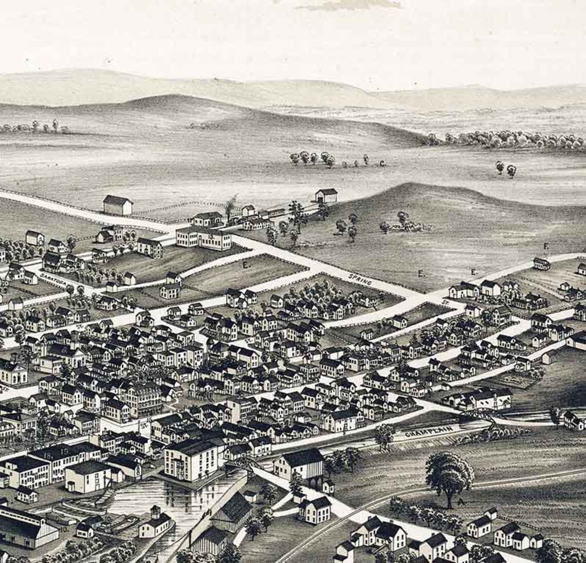 1889 Panoramic Map of Schuylerville New York Etsy